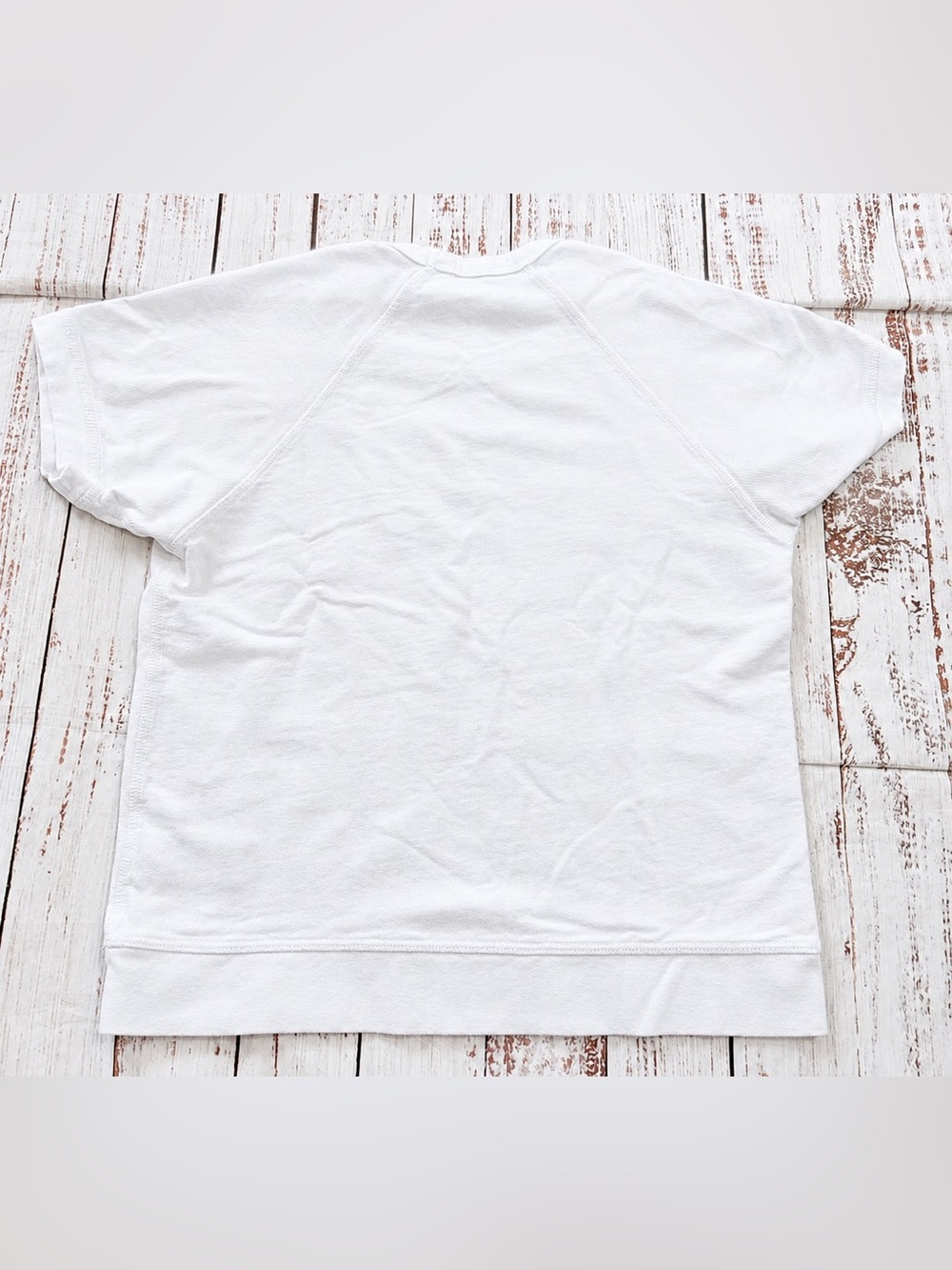 James Perse White Cotton Short Sleeve Raglan Sweatshirt Size 0 XS
